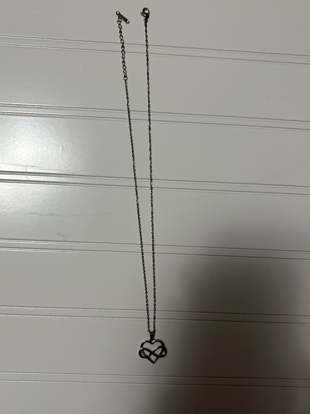 New Silver Heart Knot Necklace